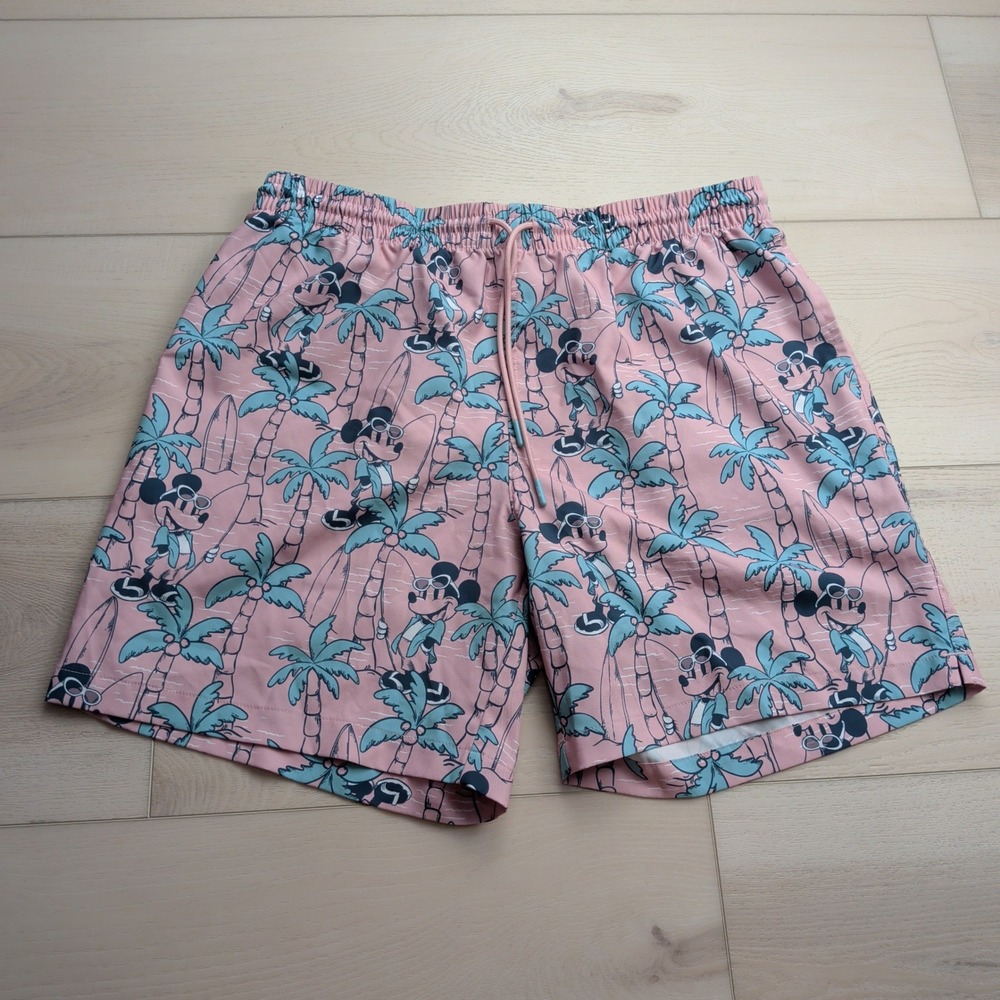 RSVLTS x Disney Mickey Mouse Swim Trunks Mens XL Pink Tropical Palm Tree Shorts